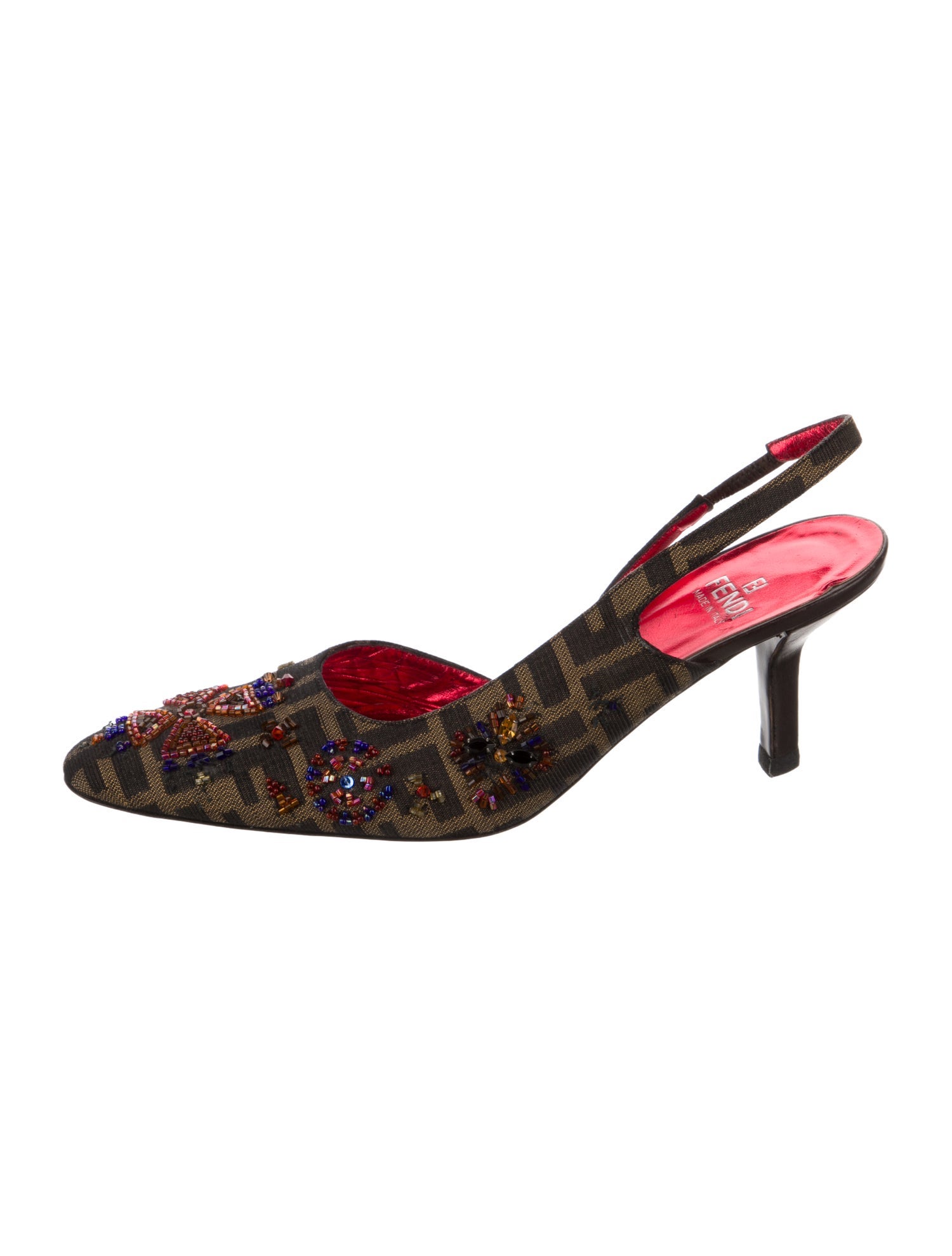 Fendi Vintage Zucca FF Logo Slingback Pumps
