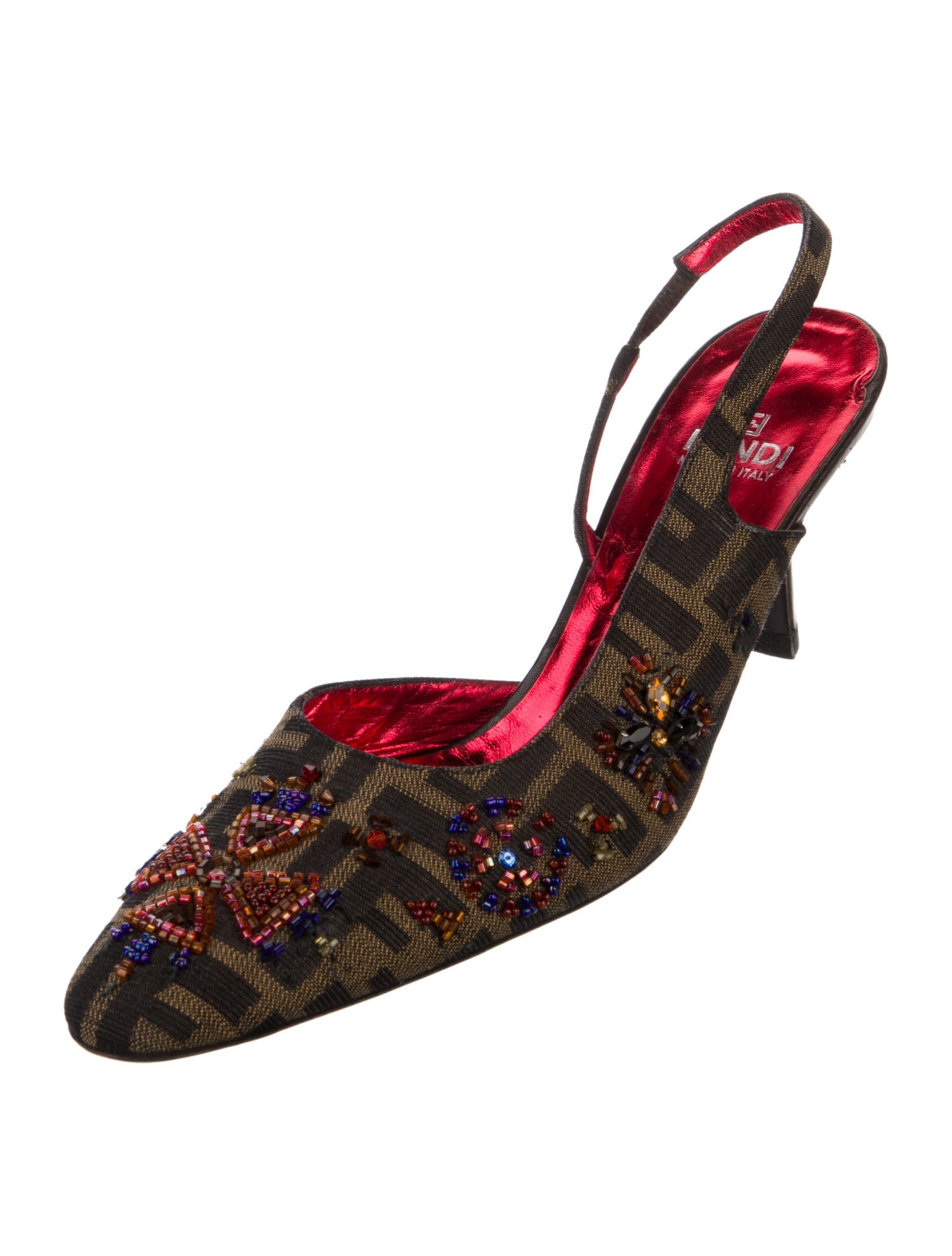 Fendi Vintage Zucca FF Logo Slingback Pumps