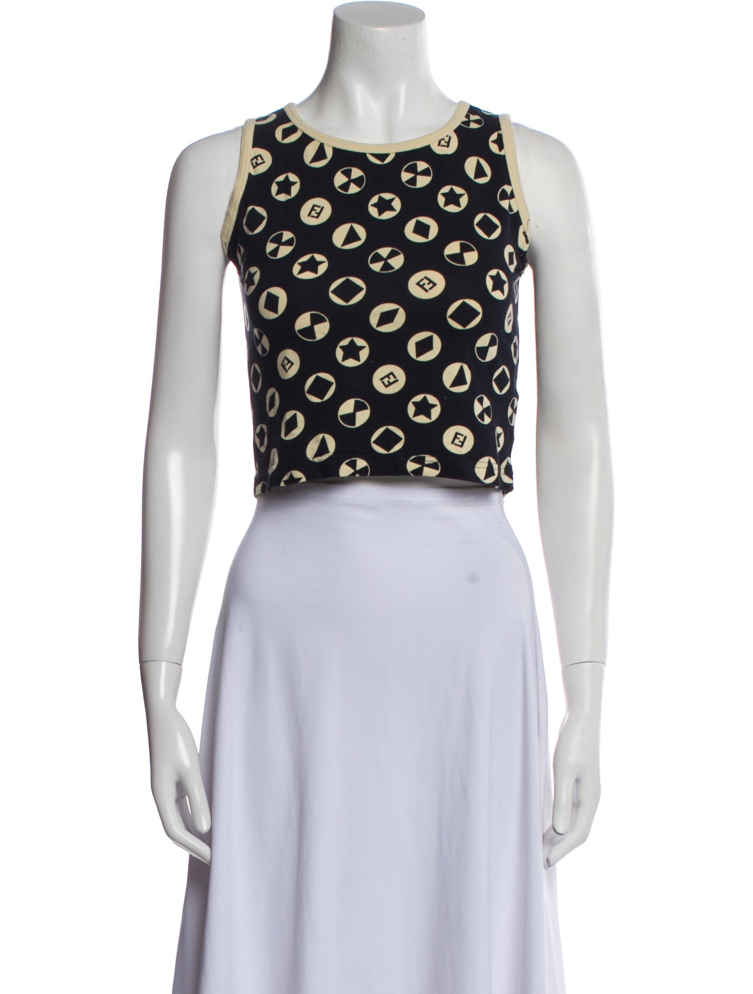 Fendi Printed Crew Neck Crop Top