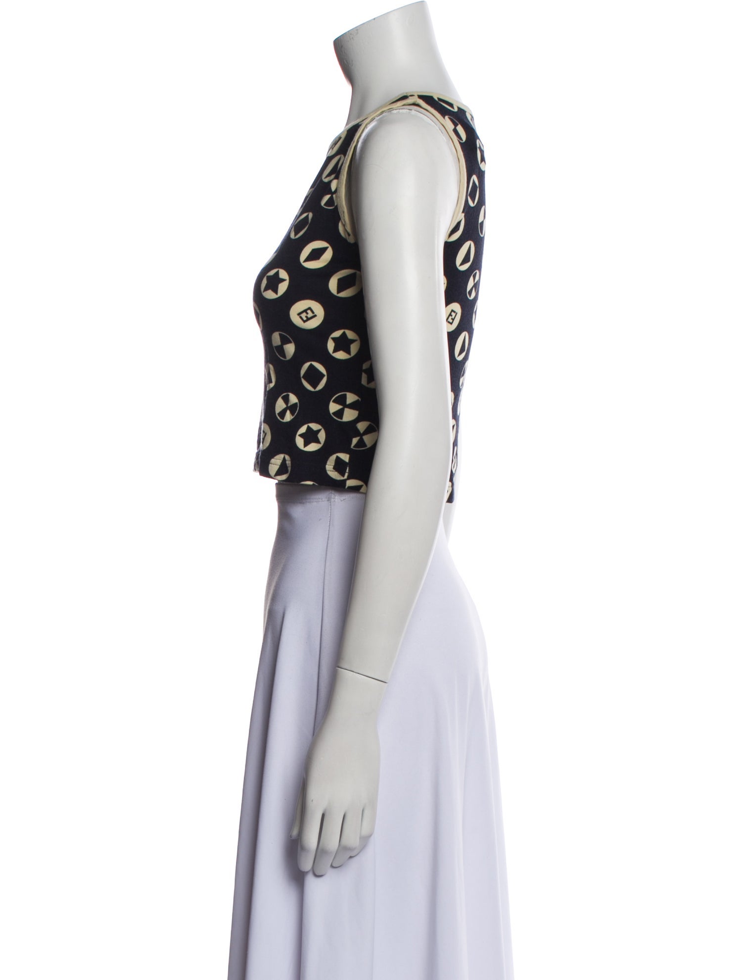 Fendi Printed Crew Neck Crop Top