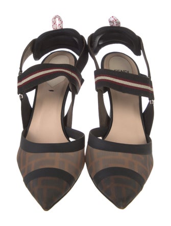 Fendi Zucca FF Logo Mesh Slingback Pumps