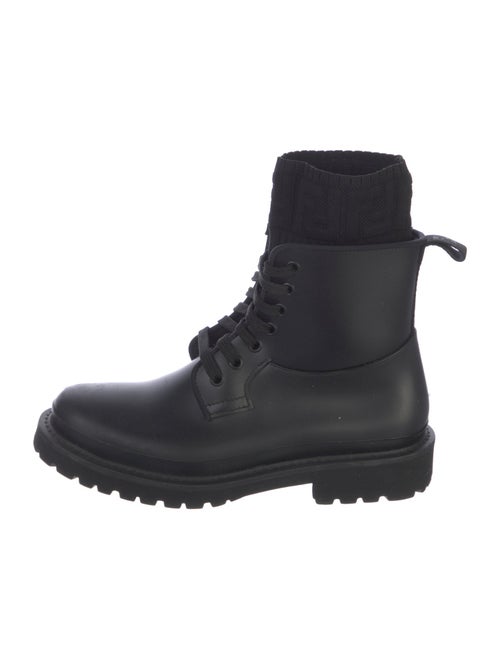 Fendi Zucca FF Logo Leather Combat Boots