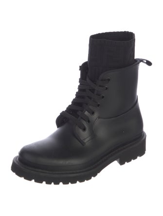 Fendi Zucca FF Logo Leather Combat Boots