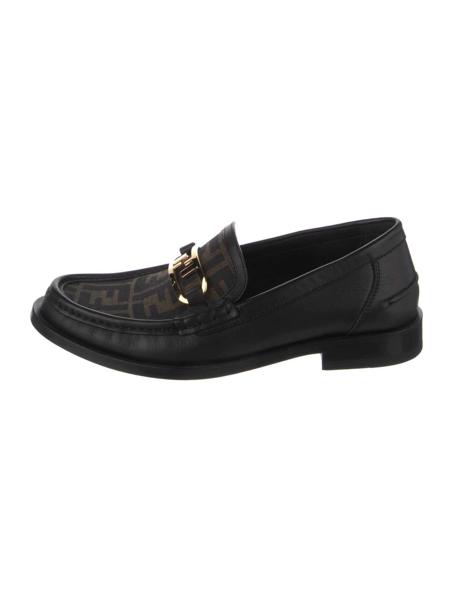 Fendi Zucca FF Logo Leather Dress Loafers