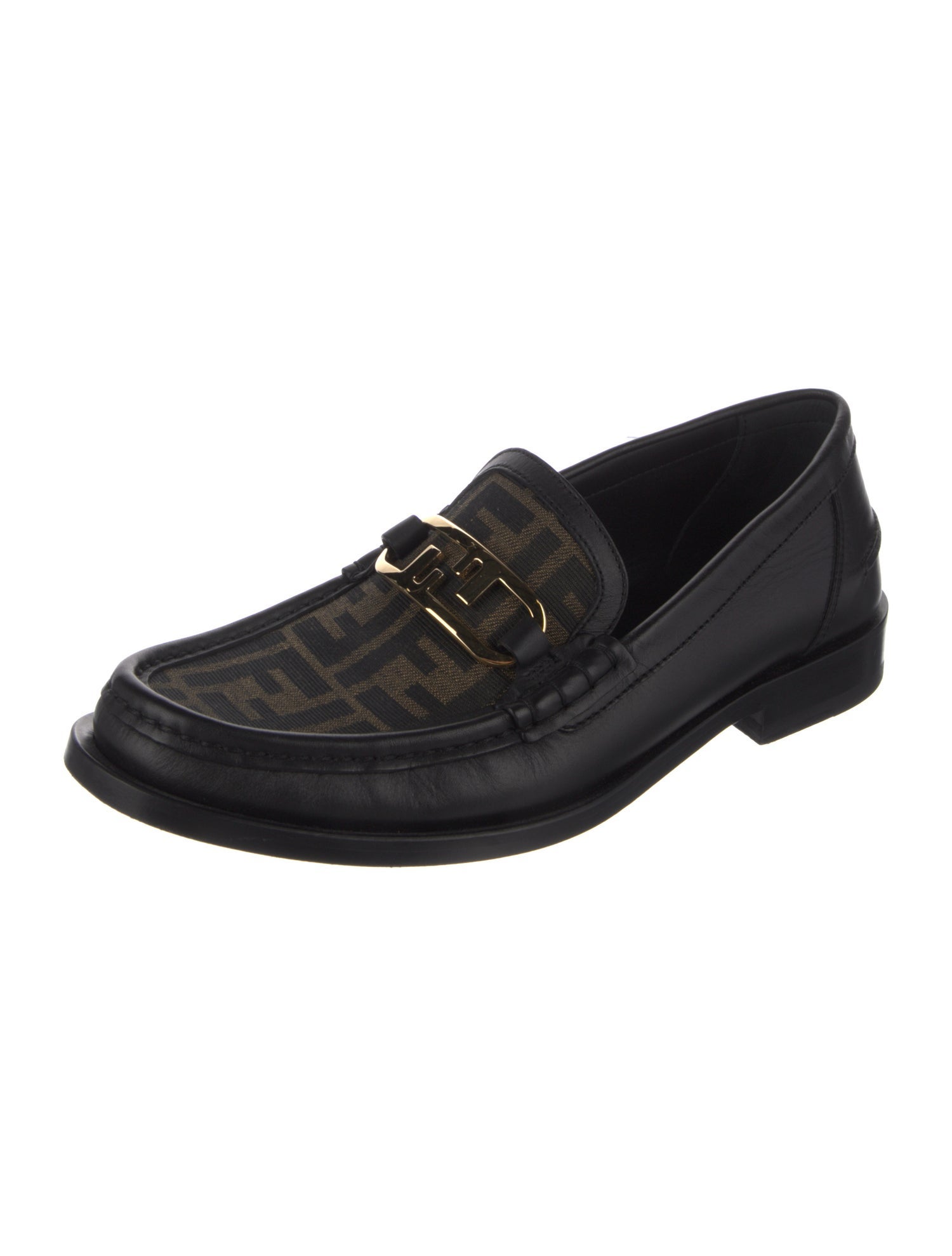 Fendi Zucca FF Logo Leather Dress Loafers