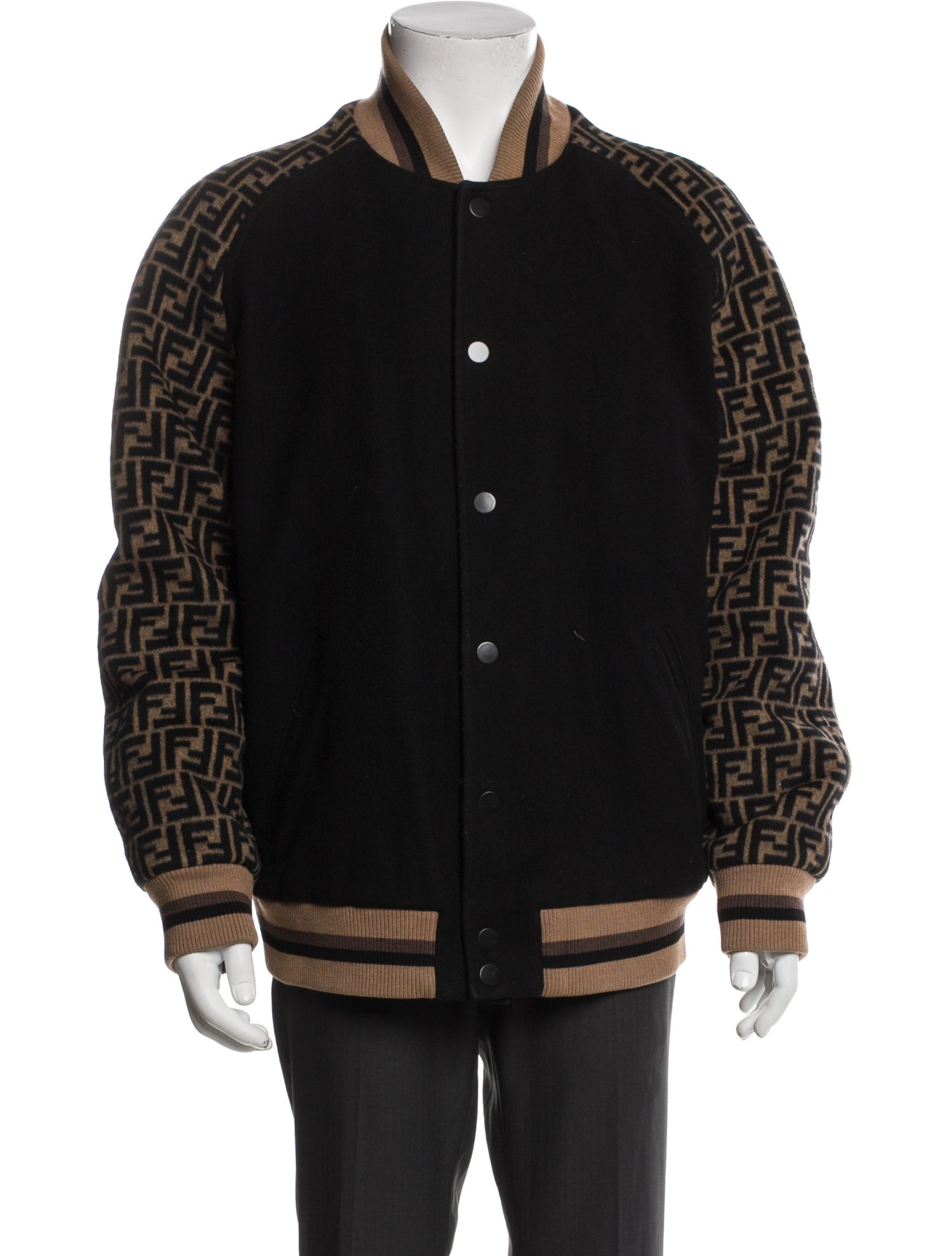 Fendi Zucca FF Logo Wool Bomber Jacket