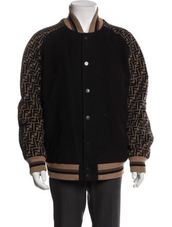 Fendi Zucca FF Logo Wool Bomber Jacket