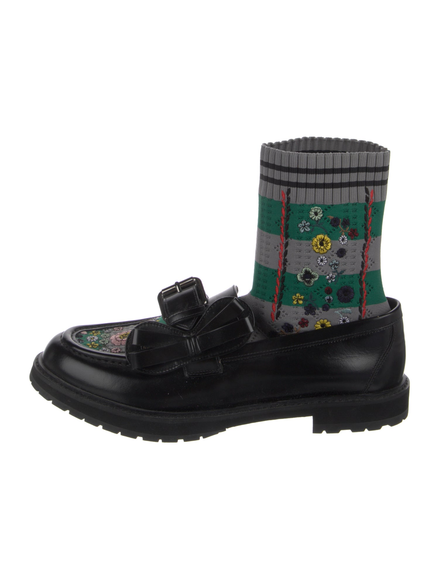 Fendi Leather Floral Print Oxfords