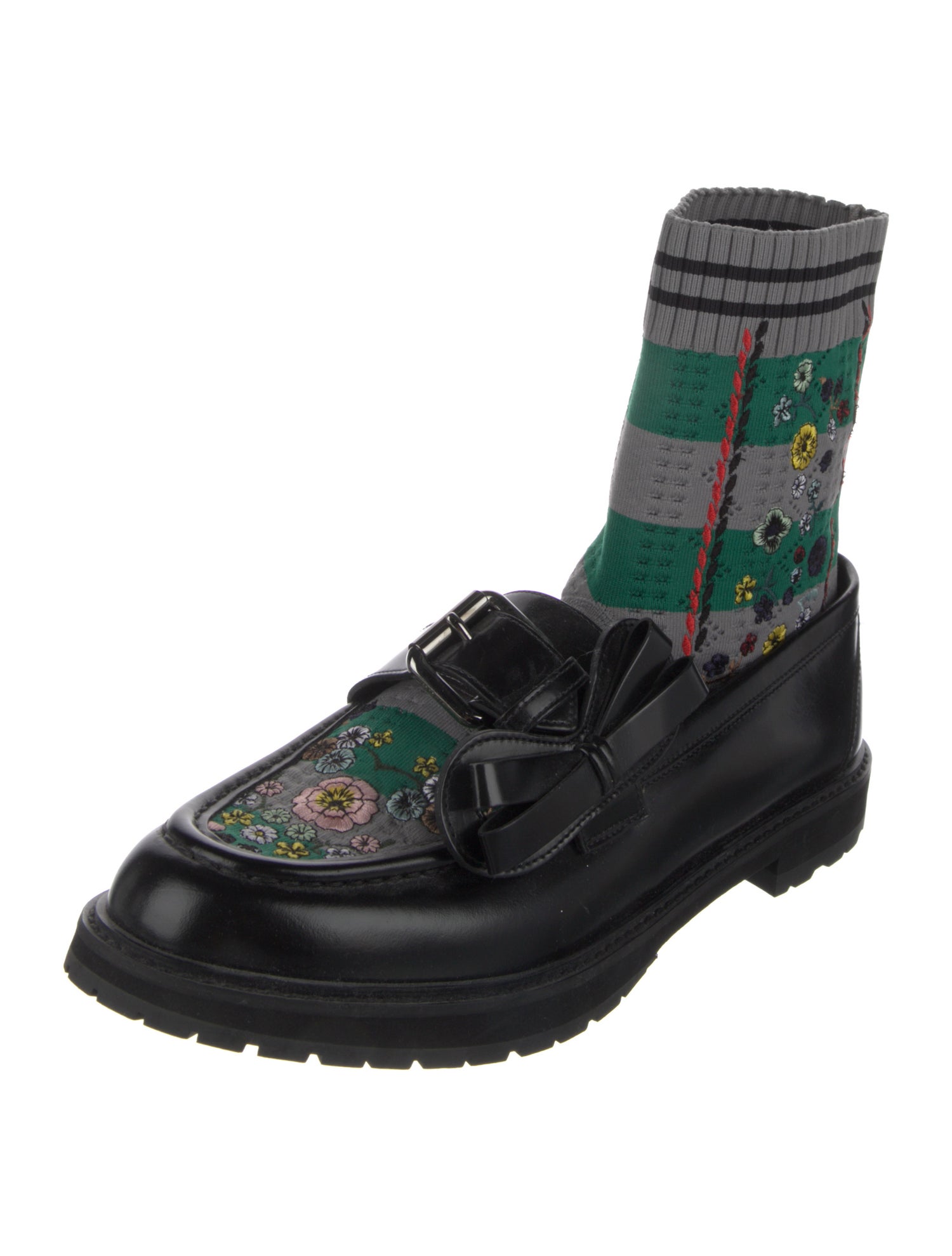 Fendi Leather Floral Print Oxfords