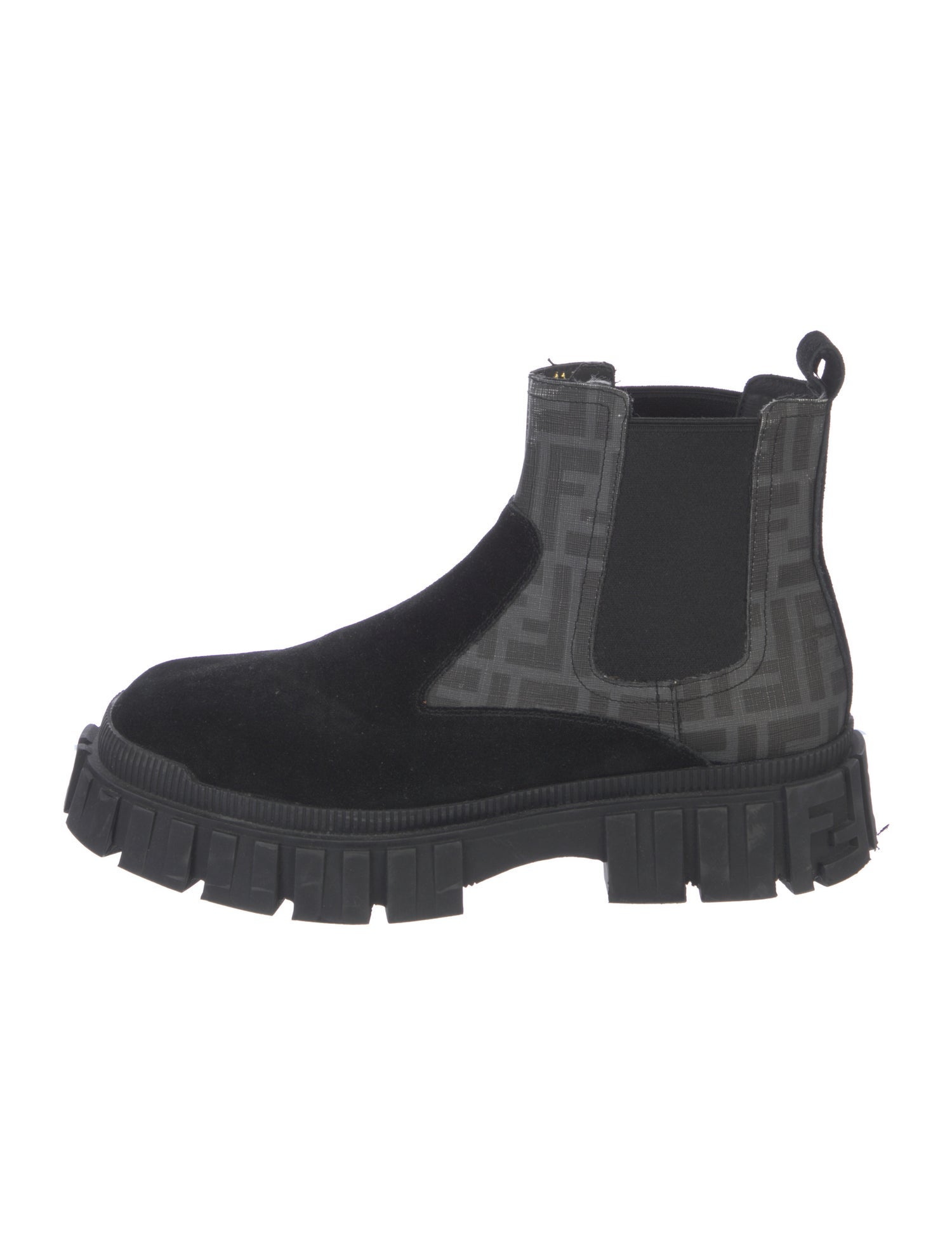 Fendi Zucca FF Logo Leather Chelsea Boots