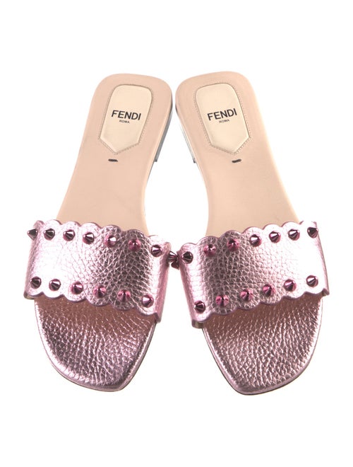 Fendi Rockstud Accents Leather Slides