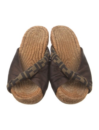 Fendi Zucca FF Logo Satin Espadrilles