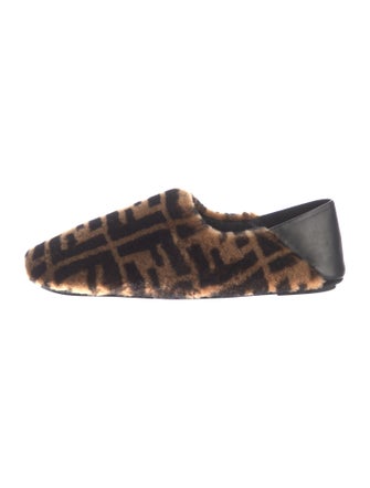 Fendi Zucca FF Logo Shearling Loafers