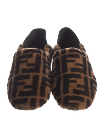Fendi Zucca FF Logo Shearling Loafers