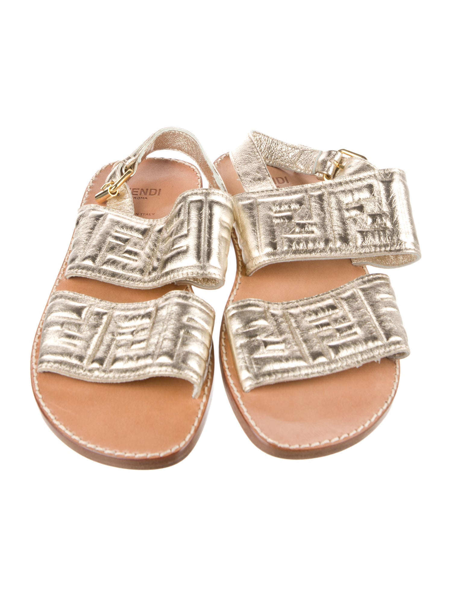 Fendi Girls' Zucca Leather Sandals