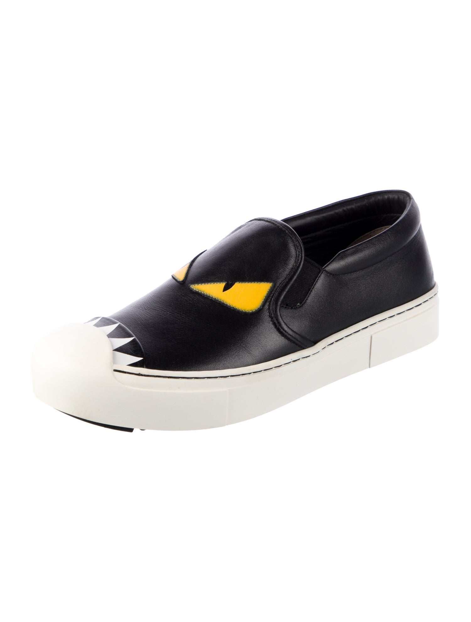 Fendi Monsters Motif Leather Sneakers