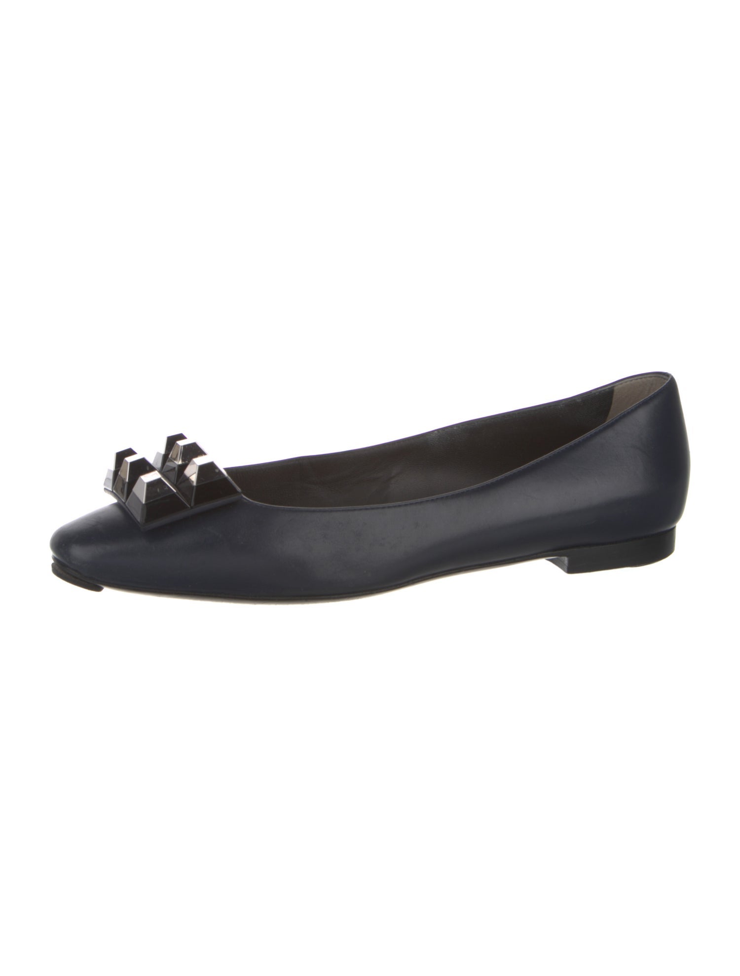 Fendi Rockstud Accents Leather Ballet Flats