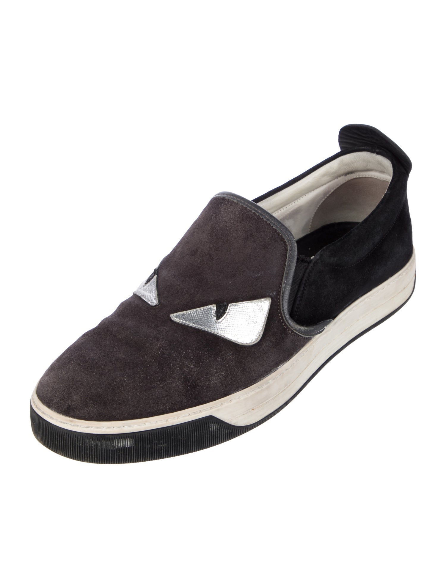 Fendi Monsters Motif Suede Sneakers