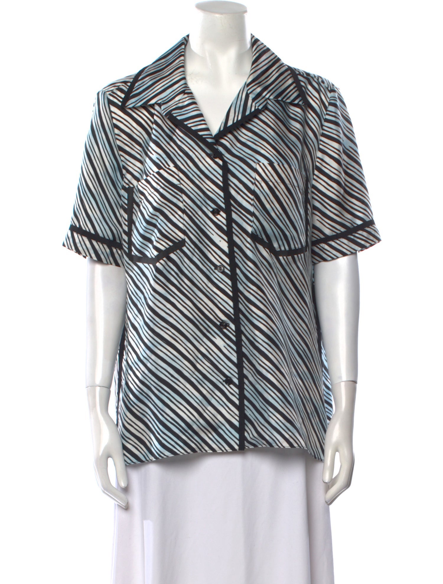 Fendi Silk Striped Button-Up Top