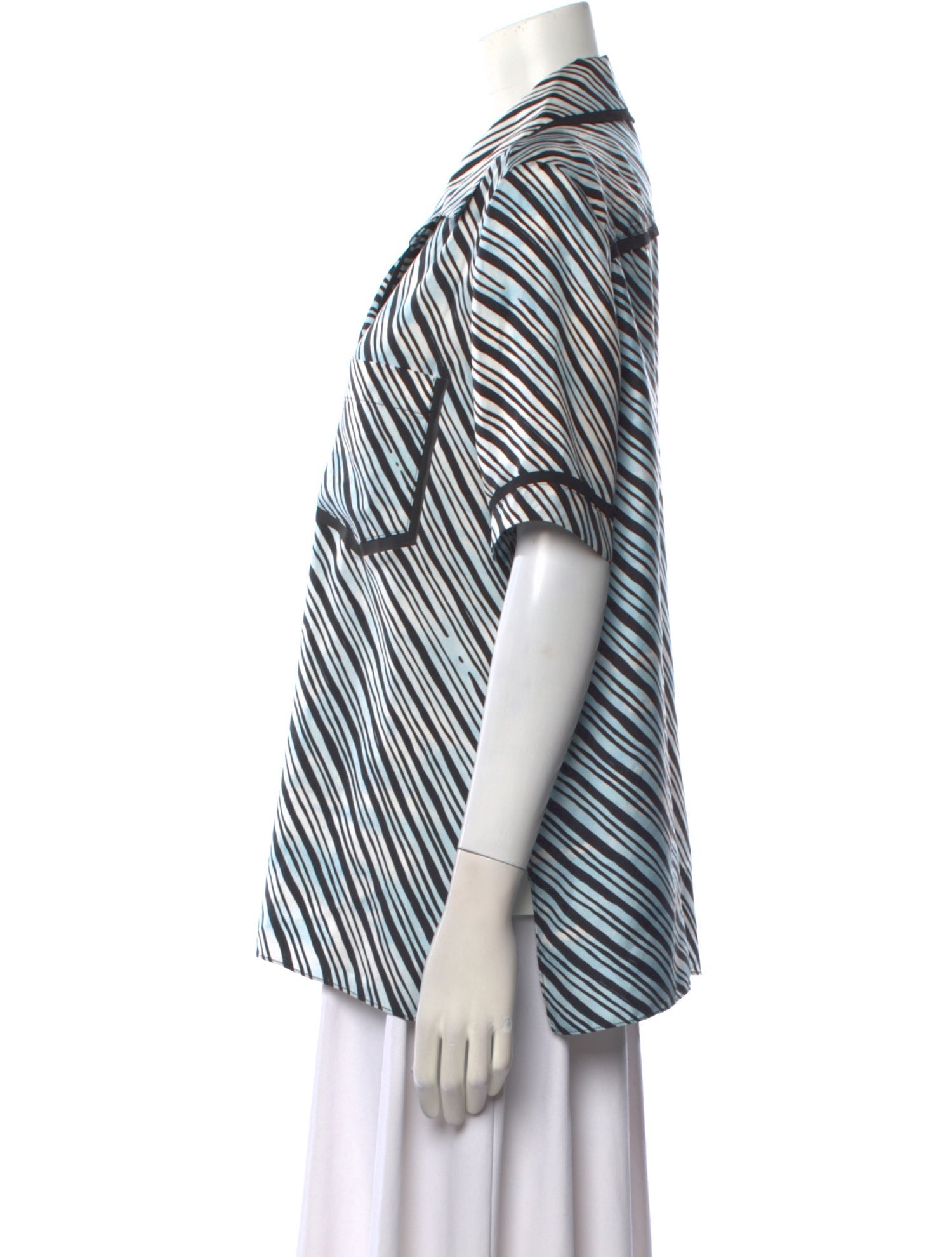 Fendi Silk Striped Button-Up Top