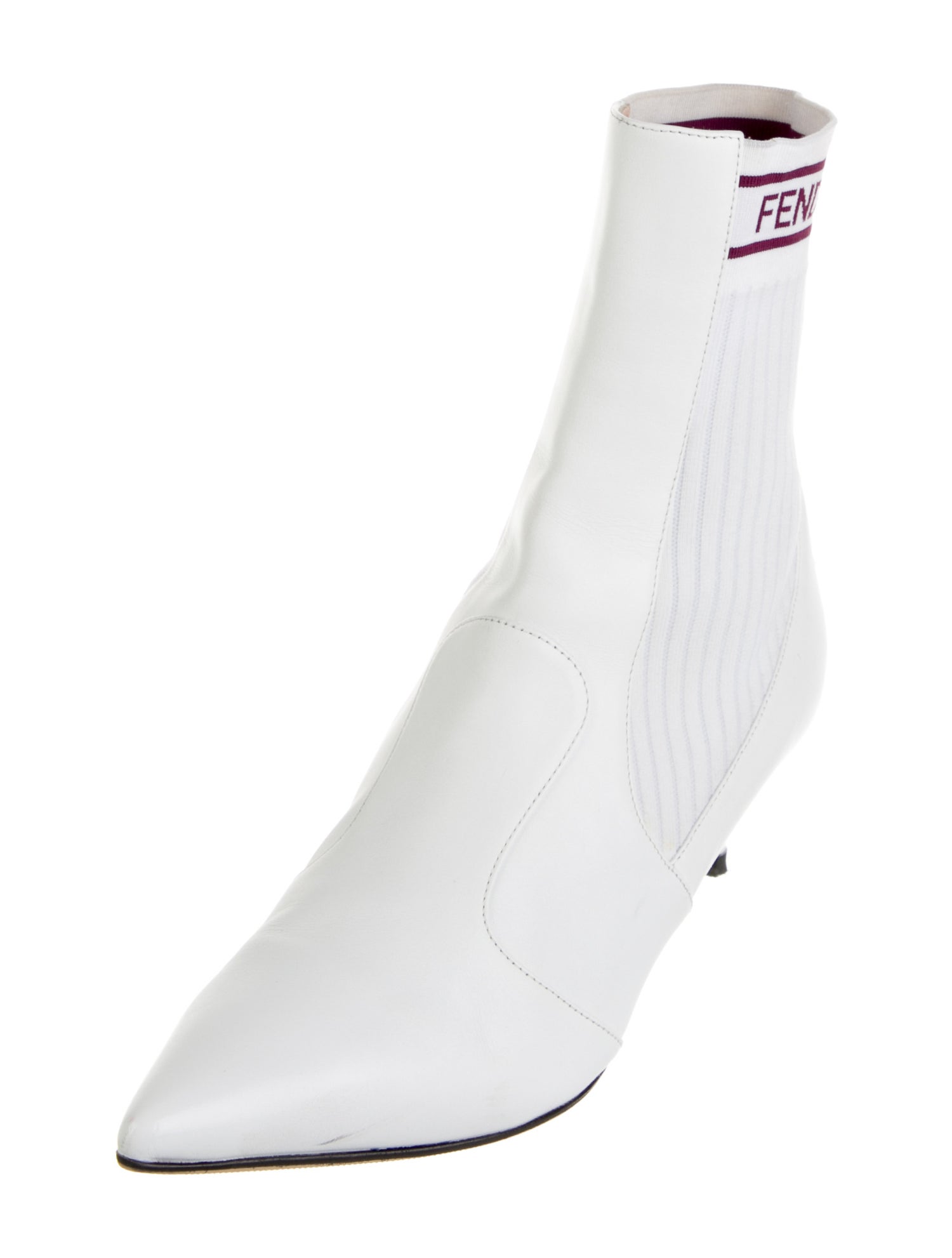 Fendi Leather Graphic Print Sock Boots