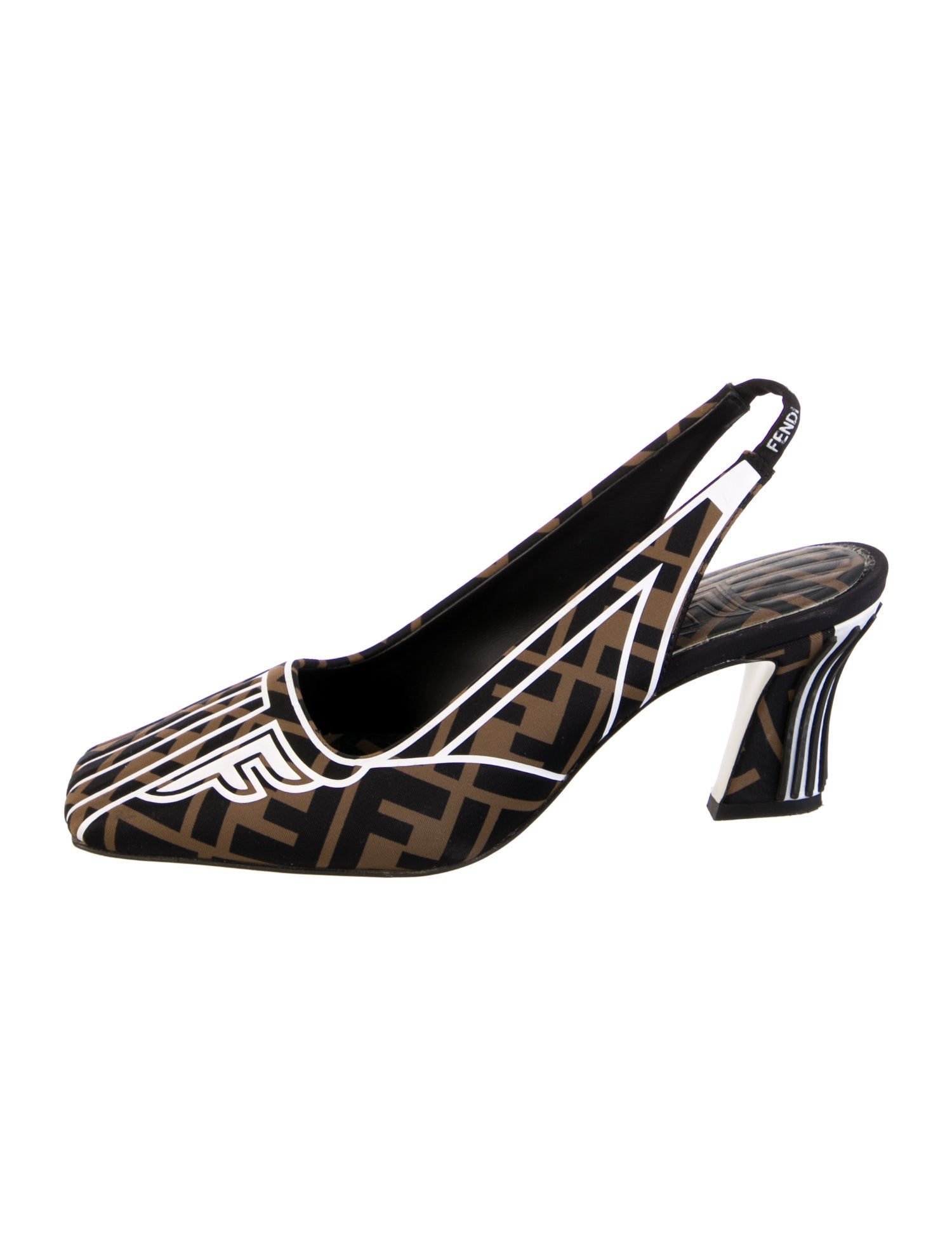 Fendi Zucca FF Logo Animal Print Slingback Pumps
