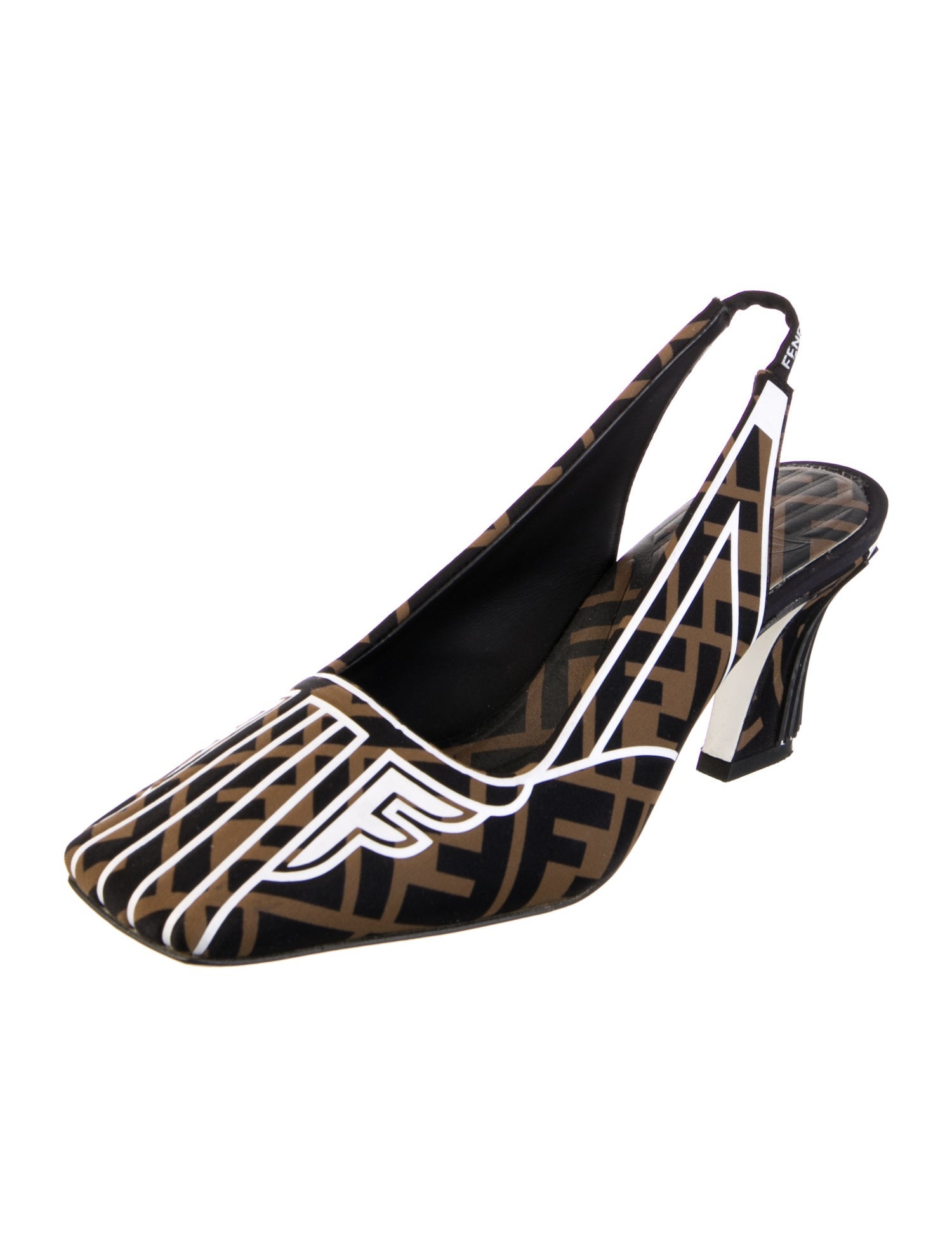 Fendi Zucca FF Logo Animal Print Slingback Pumps