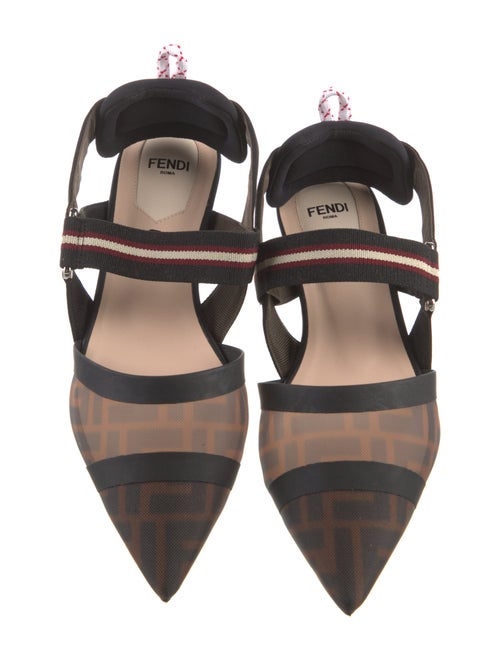 Fendi Zucca FF Logo Mesh Slingback Flats