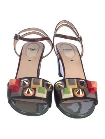 Fendi Leather Colorblock Pattern Pumps
