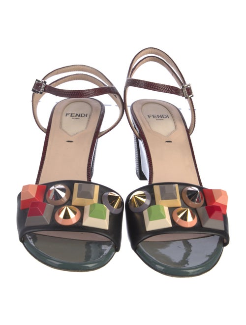 Fendi Leather Colorblock Pattern Pumps