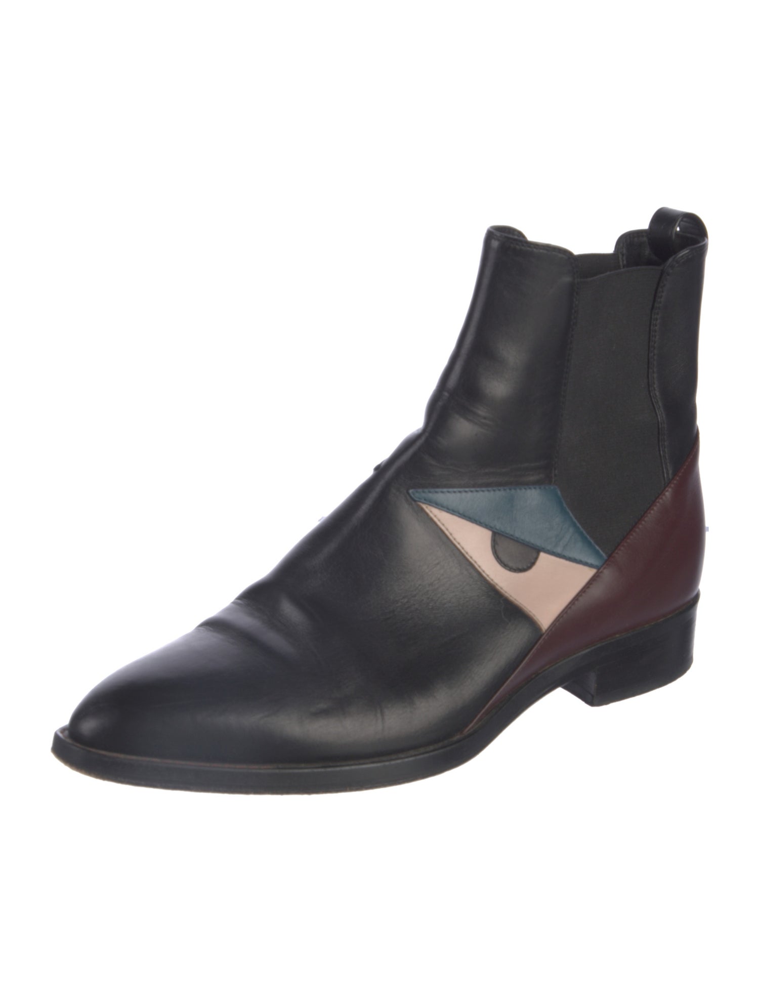 Fendi Monsters Motif Leather Chelsea Boots