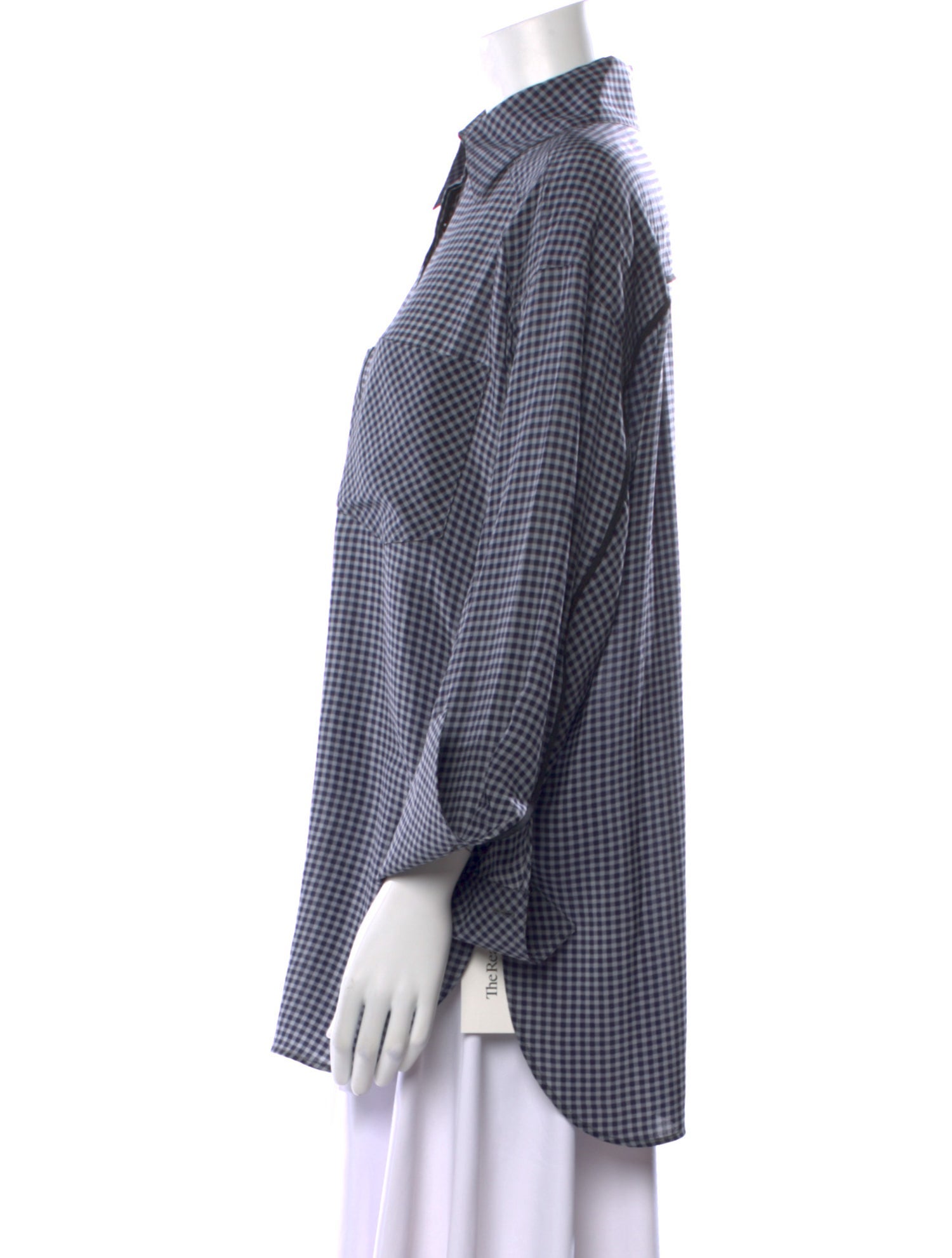 Fendi Silk Plaid Print Button-Up Top