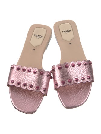 Fendi Spike Accents Leather Slides