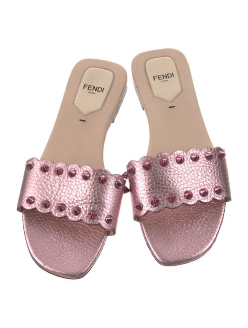 Fendi Spike Accents Leather Slides