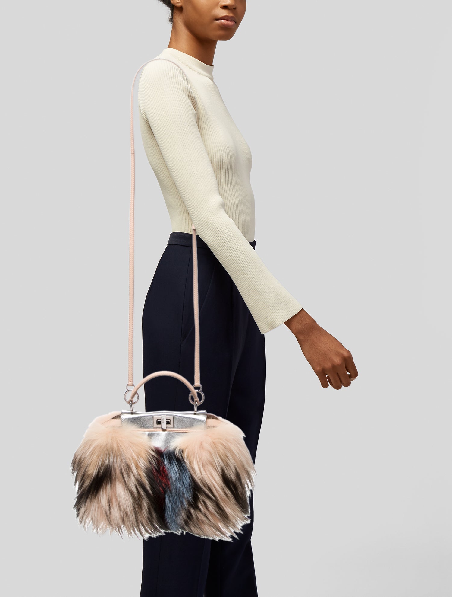 Fendi Gray Fox Peekaboo Mini 2024