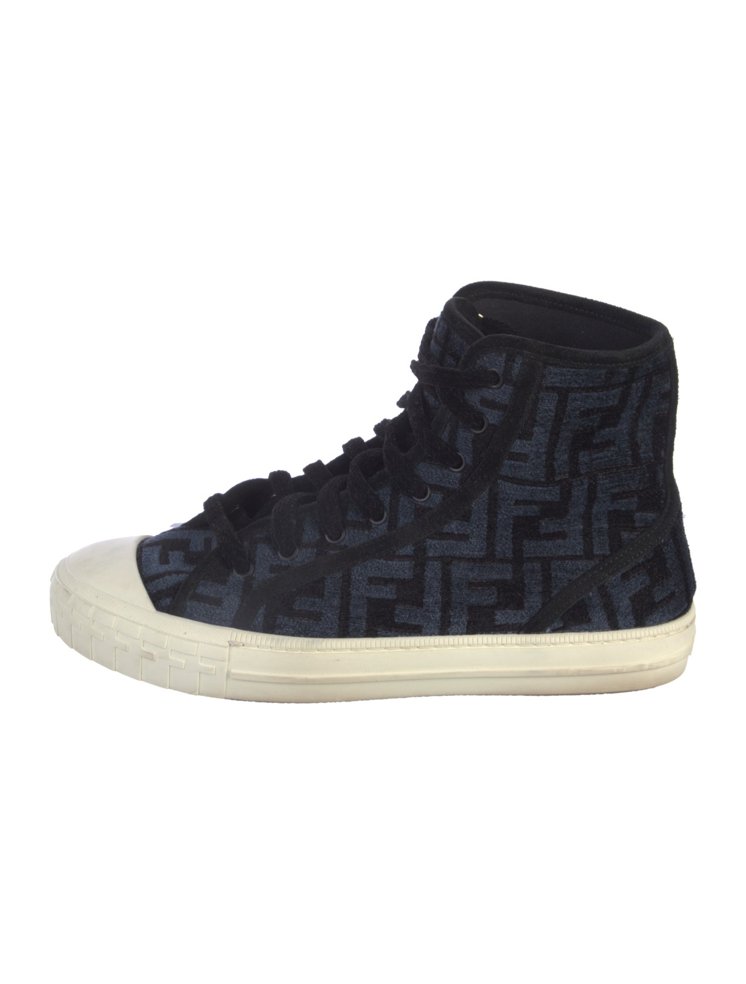 Fendi Zucca FF Logo Velvet Sneakers