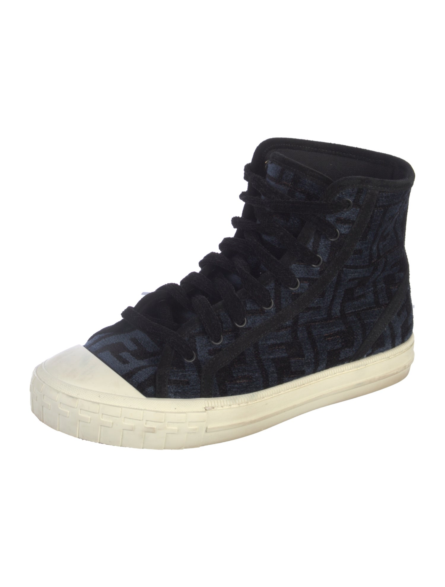 Fendi Zucca FF Logo Velvet Sneakers