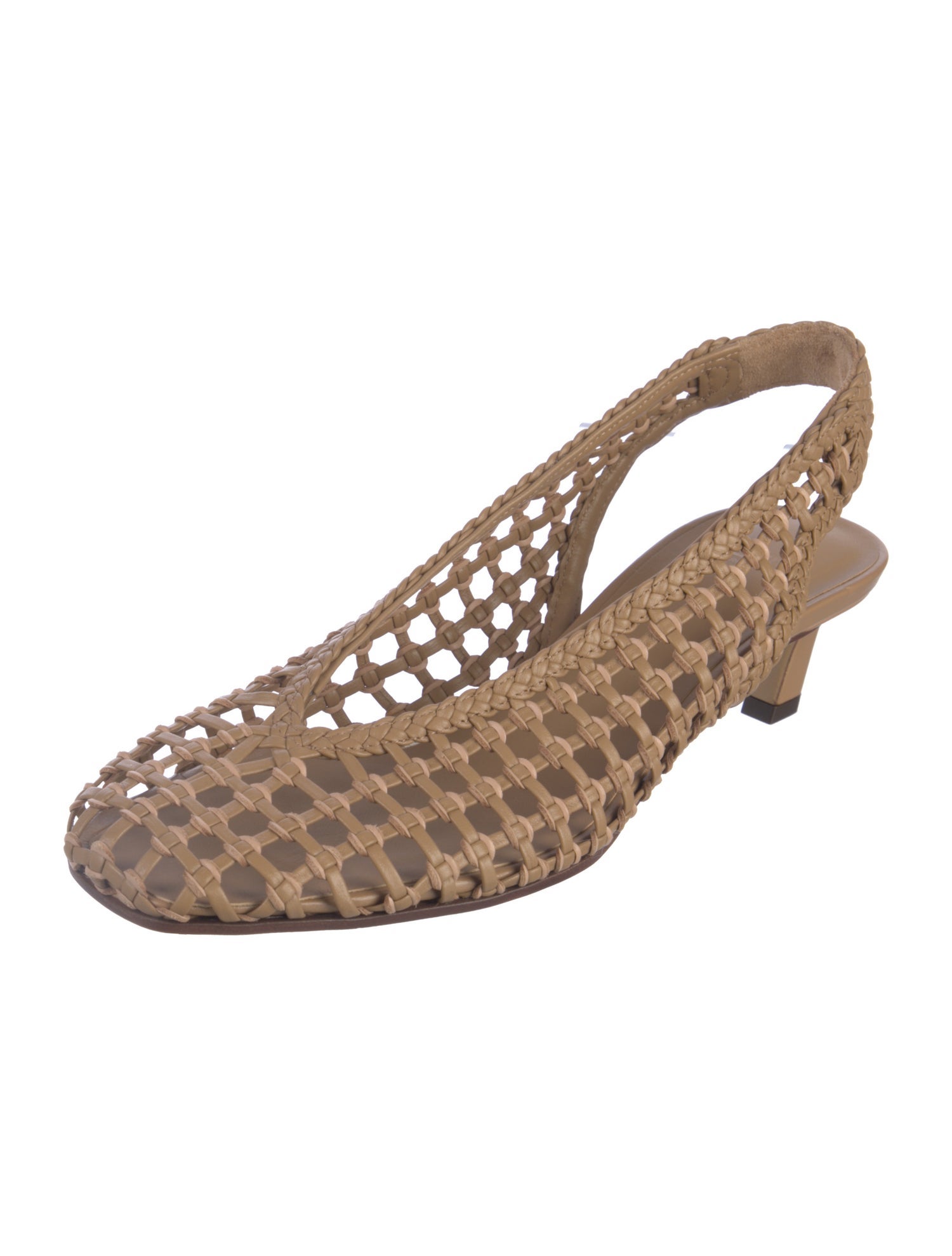 Fendi Leather Leather Trim Embellishment Slingback Pumps