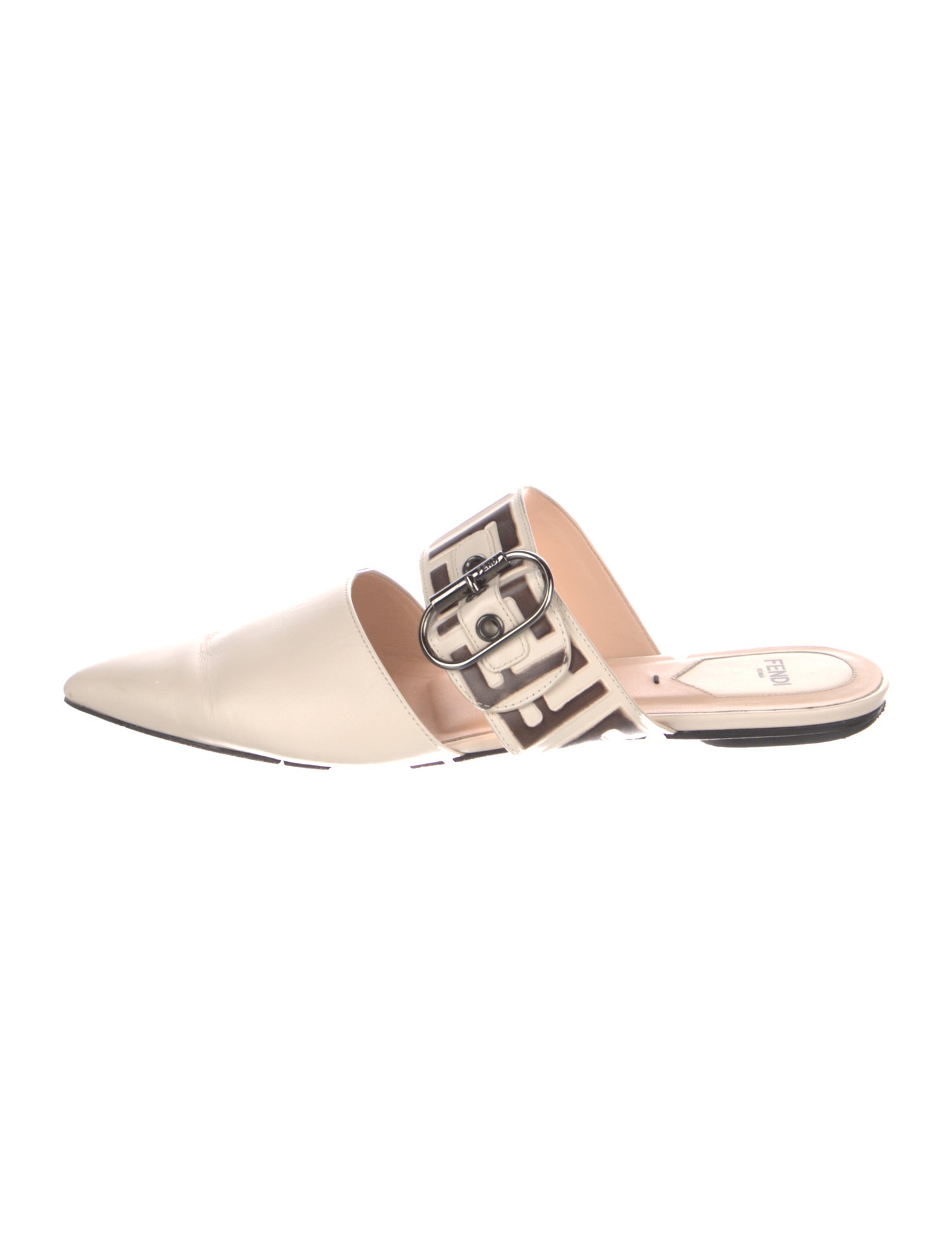 Fendi Zucca FF Logo Leather Mules