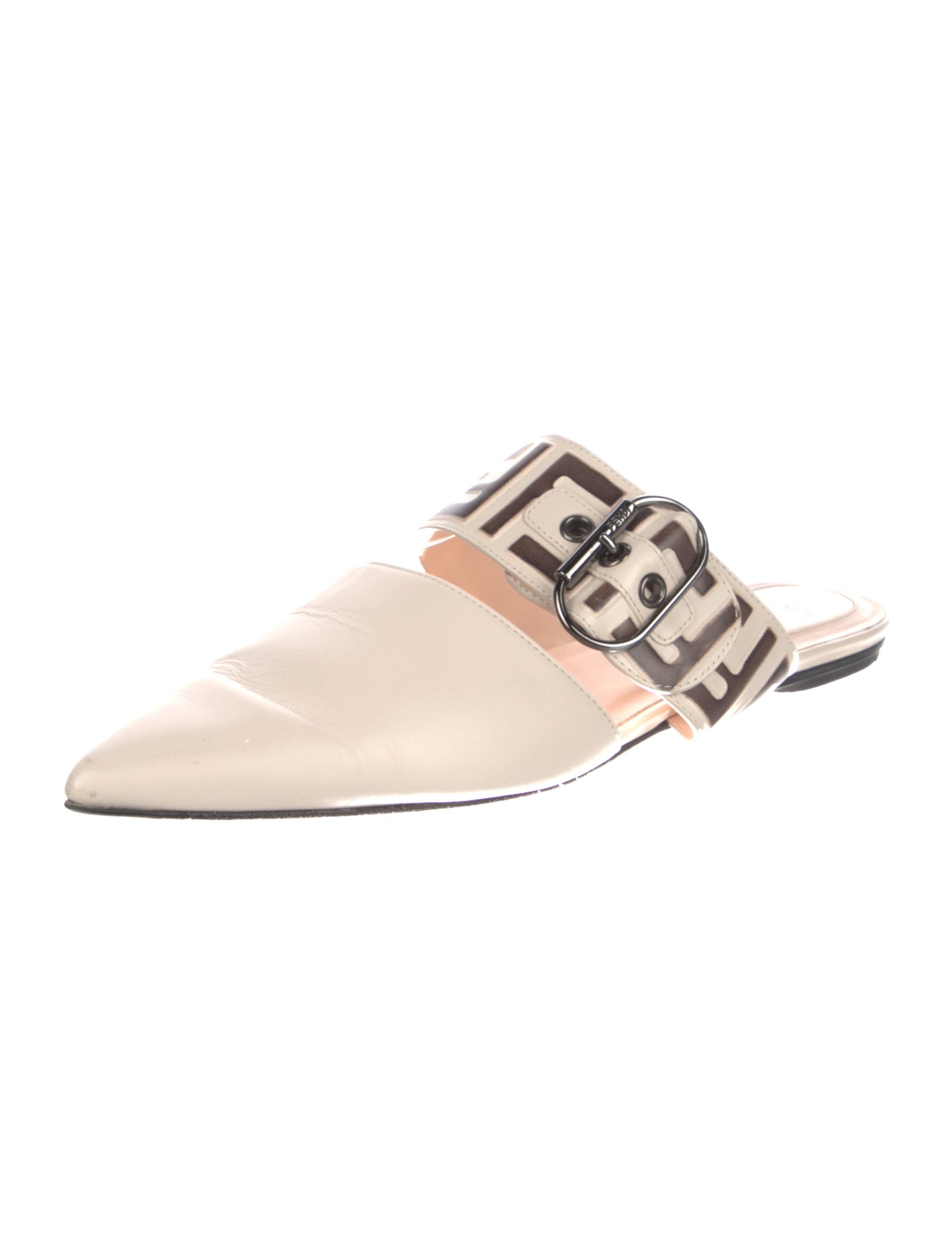 Fendi Zucca FF Logo Leather Mules