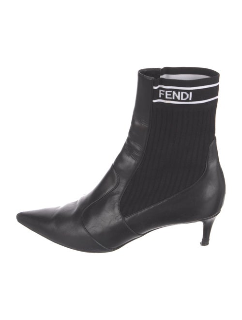 Fendi Leather Graphic Print Sock Boots