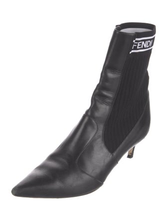 Fendi Leather Graphic Print Sock Boots