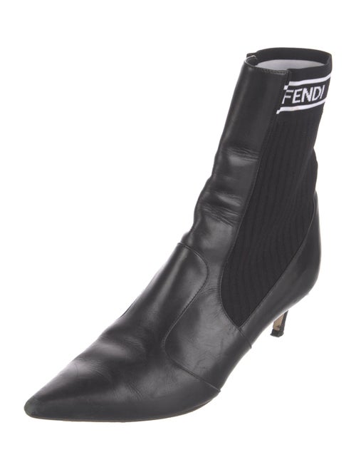 Fendi Leather Graphic Print Sock Boots