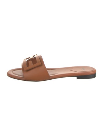 Fendi Zucca FF Logo Leather Slides