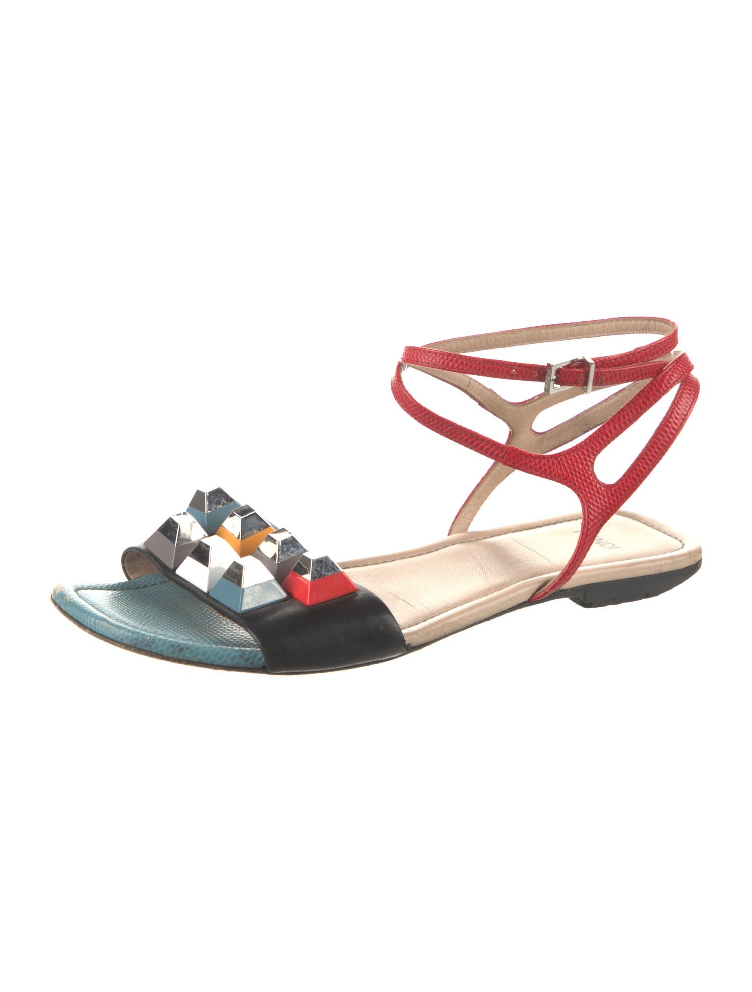 Fendi Leather Studded Accents Espadrilles