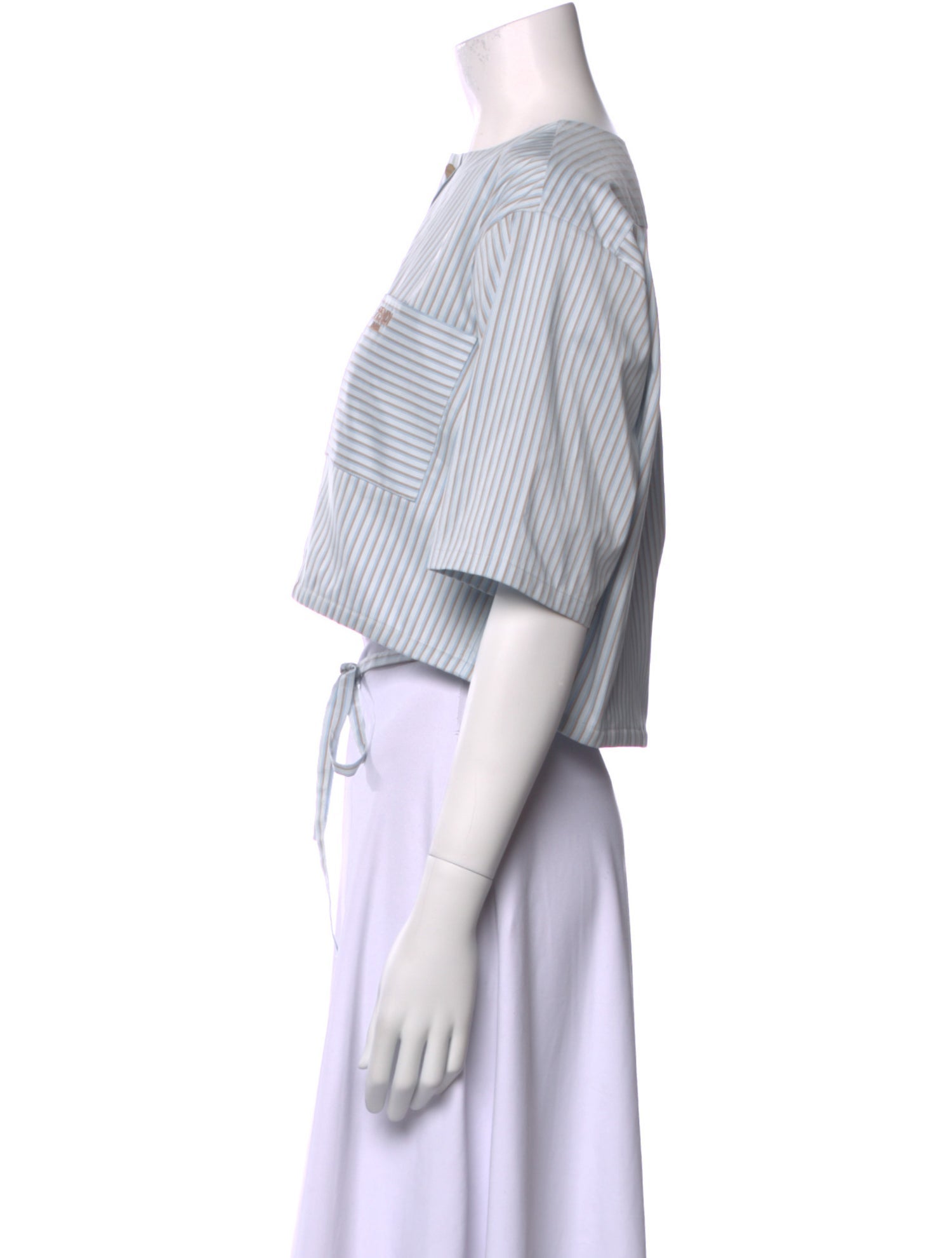 Fendi Striped Crew Neck Crop Top