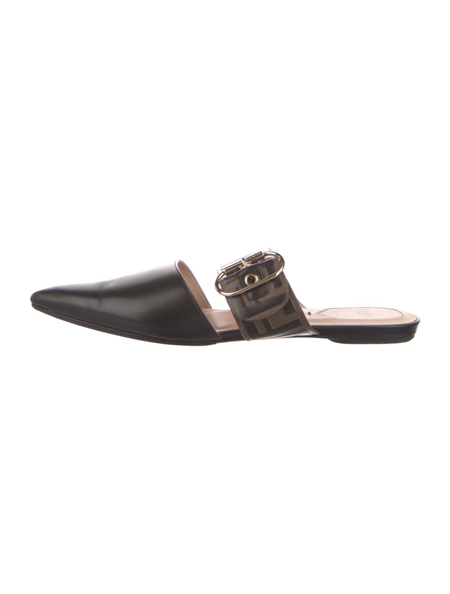 Fendi Zucca FF Logo Leather Mules