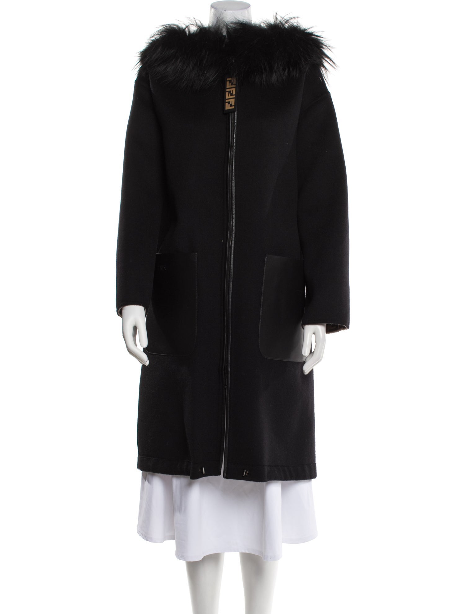 Fendi Zucca Logo Lining Virgin Wool Fur Jacket