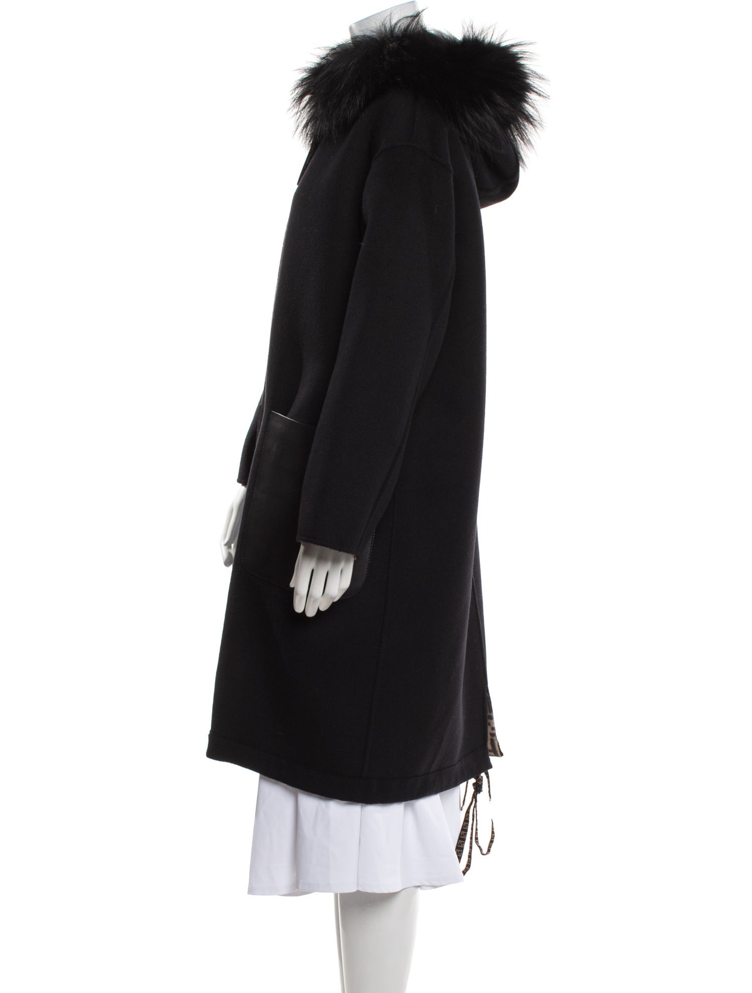 Fendi Zucca Logo Lining Virgin Wool Fur Jacket