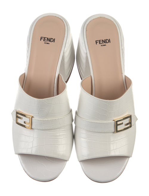 Fendi Zucca FF Logo Leather Slides